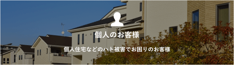 個人のお客様　個人住宅などのハト被害でお困りのお客様